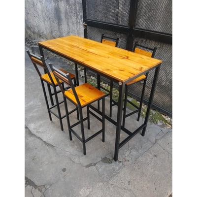 Conjunto barra y taburetes alto para comedor