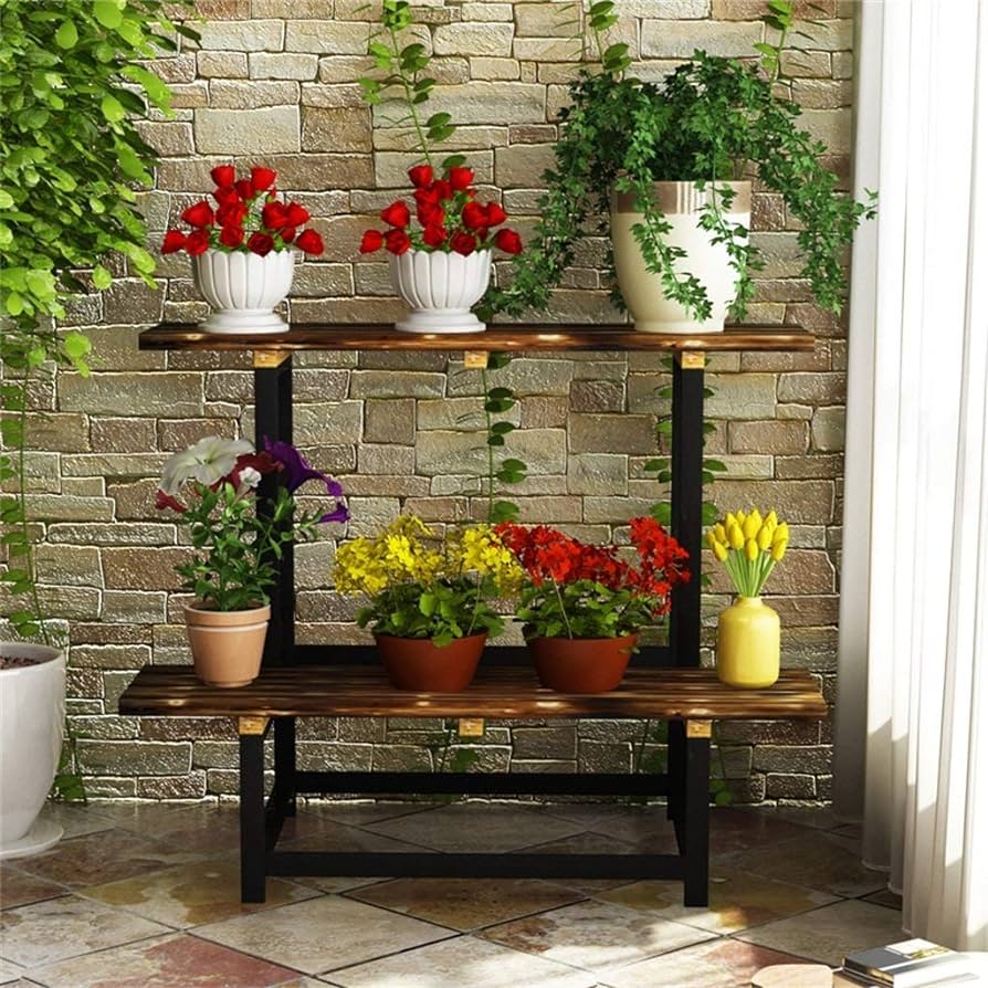 Estante rústico para plantas decorativas