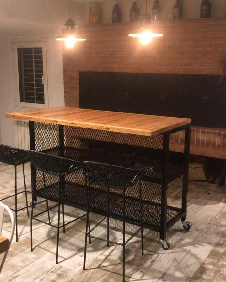 Isla de cocina con ruedas: estilo industrial