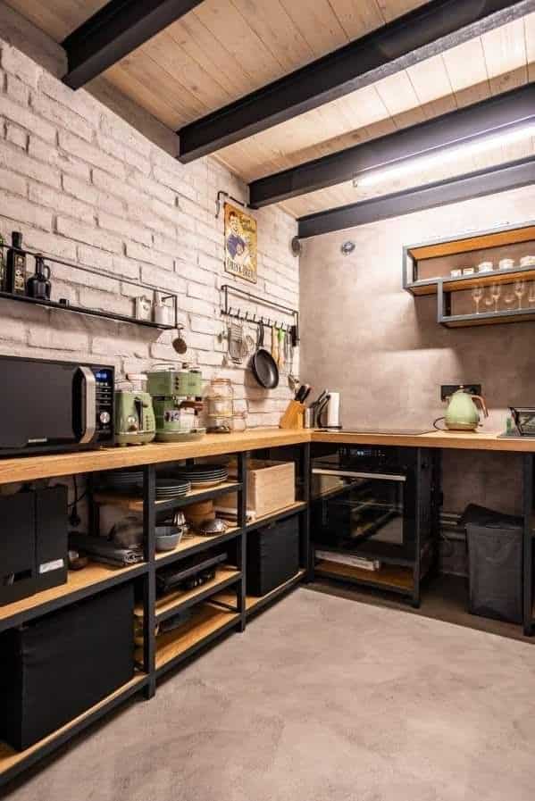 Organizador de Cocina Rústico con Estanterías Prácticas